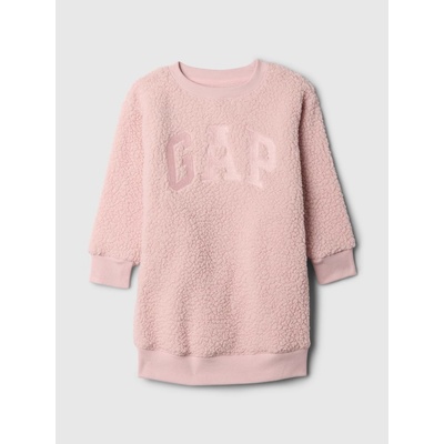 GAP Baby sherpa mikinové šaty s logem Růžová – Zboží Dáma