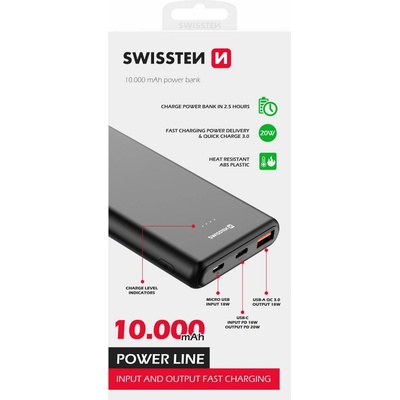 Swissten 10000 mAh černá 232-0102