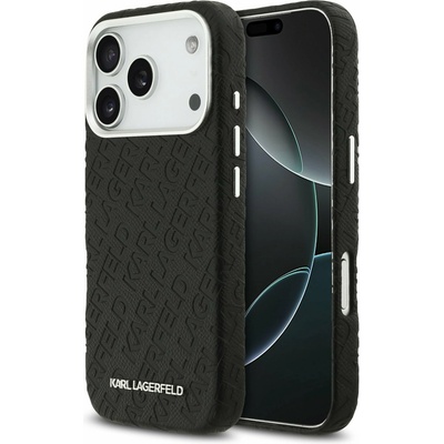 KARL LAGERFELD Grained PU Repeated Logo MagSafe Задний Чехол за iPhone 17 Pro Black Karl Lagerfeld | Cheren | МЪЖЕ | UNI