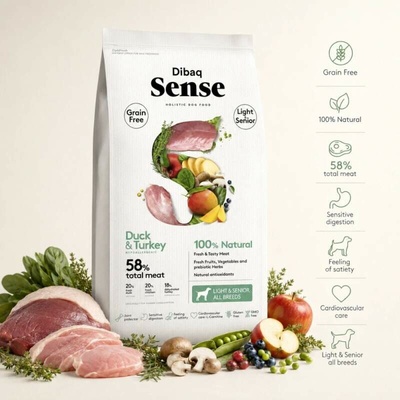 Dibaq Sense Grain Free Duck & Turkey Light & Senior 12 kg
