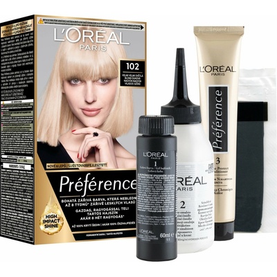 L'Oréal Féria Preférence 102 velmi velmi světlá blond duhová