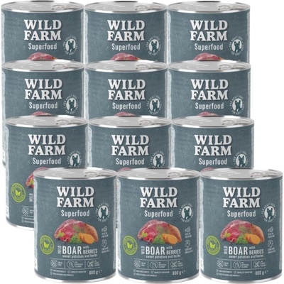 Wild Farm Superfood Jelenina so sladkými zemiakmi bobuľami a bylinkami 12 x 800 g