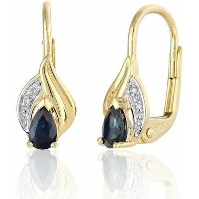 Gems, Působivé náušnice Roya, kombinované zlato s brilianty a safíry, 585-38-3-0945.2ZB0.0.00.HSI.602.08