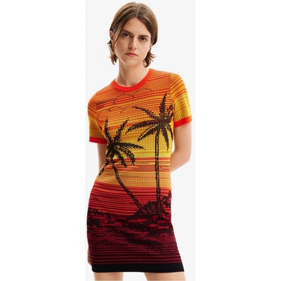 Desigual Žluto-oranžové dámské šaty Bipalmeri