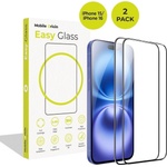 Mobile Origin 2 броя калени стъклени защитни покрития за дисплея на iPhone 16, iPhone 15 - Mobile Origin EasyGlass Full Cover Tempered Glass 2 Pack (черен-прозрачен) (FRL-EG-i16-2pk)