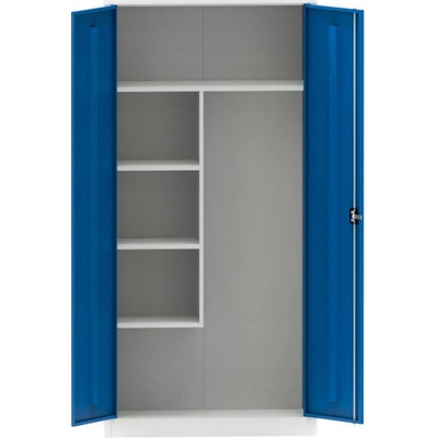 Kovona Víceúčelová kovová skříň, 4 police, 1950 x 800 x 400 mm, modré dveře – Zboží Mobilmania