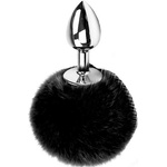 Passion labs Метален Butt Plug с пухче "BUNNY BLACK" 7 см. Размер - S