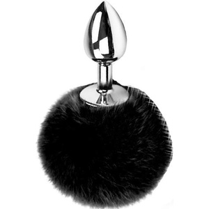 Passion labs Метален Butt Plug с пухче "BUNNY BLACK" 7 см. Размер - S