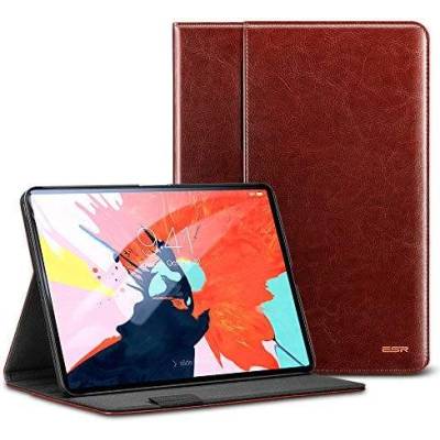ESR Premium Intelligent Leather Case - кожен калъф и поставка за iPad Pro 11 (2018) (кафяв)