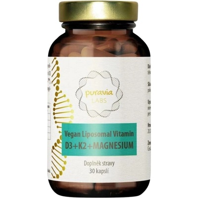 Puravia LABS Liposomální vitamín D3 + K2 + Magnesium VEGAN 30 kapslí