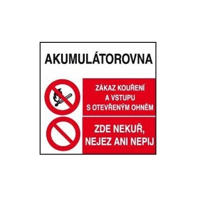 Akumulátorovna - Zákaz kouření a vstupu s otevřeným ohněm, Fólie 42 x 42 cm