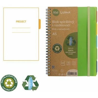 Luma Eco Kroužkový blok A5 s rozdělovači 100 listů – Hledejceny.cz
