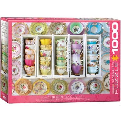 EUROGRAPHICS Пъзел Eurographics от 1000 части - Цветни чашки за чай, Алисън Хенли (60005342)