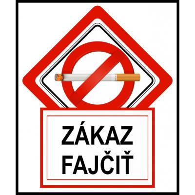 Samolepka / tabuľka Zákaz fajčiť (Bezpečnostné tabuľky, samolepky, zákaz vstupu, fajčiť, parkovať, Zákaz fajčiť)
