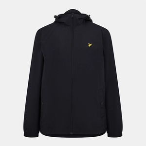 Lyle and Scott Men's Zip Through Cotton Wind Resistant Long Sleeve Hooded Rain Anorak - Jet Black Z865