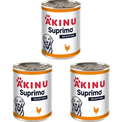 Akinu SUPRIMO SELECTION Kuracie kúsky so svalovinou v konzerve pre psy 3 x 400 g