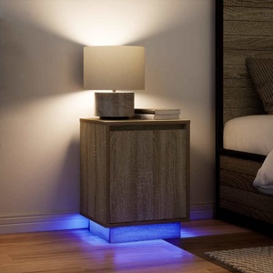 vidaXL Нощни шкафчета с LED осветление 2 бр. дъб сонома 38x34x50 cm (861270)