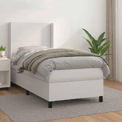 vidaXL Box spring postel s matrací 3132349 umělá kůže bílá