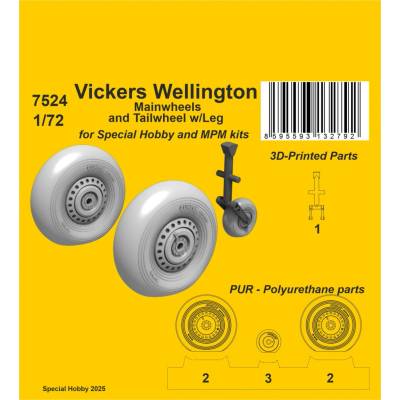 Special HobbyVickers Wellington Mainwheels and Tailwheel w/Leg / for kits 1:72