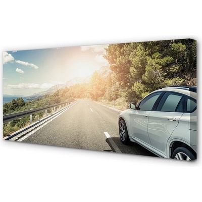 Obrazy na plátně Hory mraky auto silnice strom 100x50 cm – Hledejceny.cz
