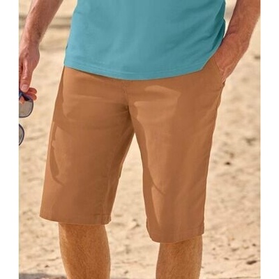 Atlas For Men Chino bermudy z pružného kepru Hnedá