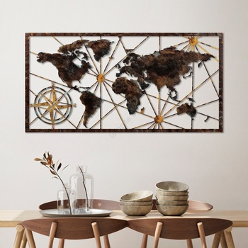 Asir Декорация за стена 120x60 см карта на света метал (AS2006)