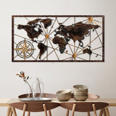 Asir Декорация за стена 120x60 см карта на света метал (AS2006)
