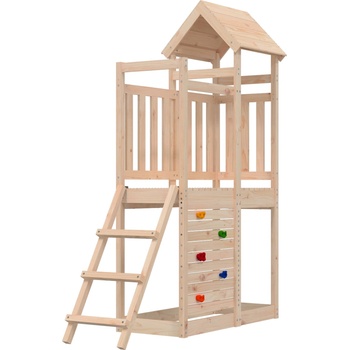 vidaXL Игрална кула Кафяво 110, 5 x 52, 5 x 214 см Солидно борово дърво (3417202)