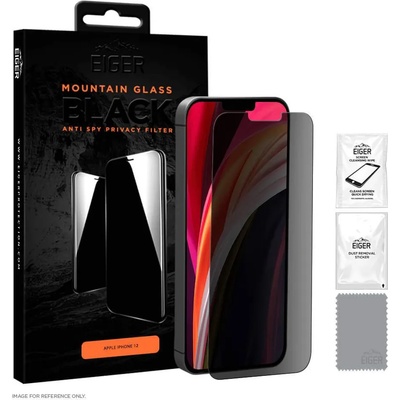 Eiger Mountain Glass Black Anti-Spy Privacy Filter Tempered Glass - калено стъклено защитно покритие с определен ъгъл на виждане за дисплея на iPhone 12, iPhone 12 Pro