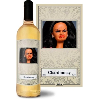 Sablio Nahnevaná Barbie - Meme Barbie Chardonnay biele suché víno 12 % 0,75 l (čistá fľaša)