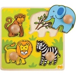 Bigjigs Toys Дървен пъзел с дръжки Bigjigs - Сафари животни (BJ521) - ozone
