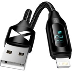 Wozinsky Кабел Wozinsky WUALC1, USB-A към Lightning, с LED дисплей, 2.4A, 1m, ч (WUALC1)