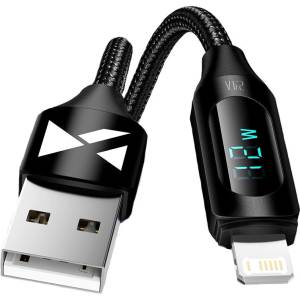 Wozinsky Кабел Wozinsky WUALC1, USB-A към Lightning, с LED дисплей, 2.4A, 1m, ч (WUALC1)
