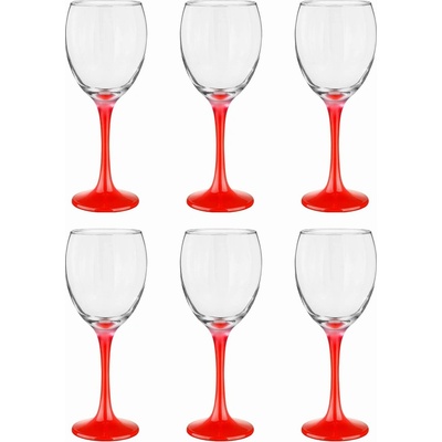 Glasmark Skleničky na bílé víno skleničky na červené víno skleničky na víno s červenou stopkou bezbarvé červené 6 x 300 ml