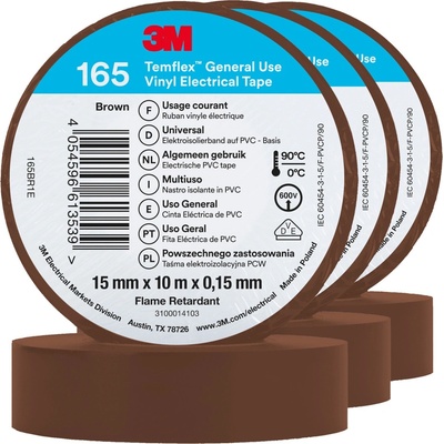 3M Izolačná páska Temflex 165 15 mm x 10 m x 0,15 mm hnedá 3 ks