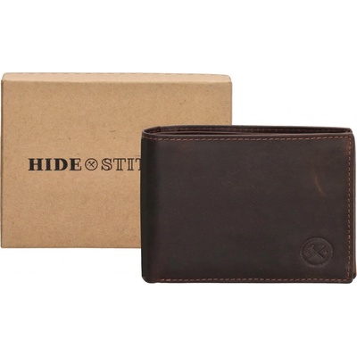 Hide & stitches Japura kožená peňaženka v krabičke tmavo hnědá
