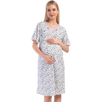 Бяла нощница за кърмачки със сини цветя