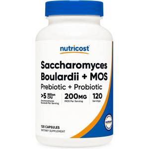 Nutricost Сахаромицес буларди 250 mg + олигозахариди 200 mg - За стомашно-чревен баланс, 120 капсули (57669 (800121) NC)