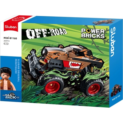 Sluban Power Bricks Rozšíriteľné oranžové a čierne pretekárske off-road