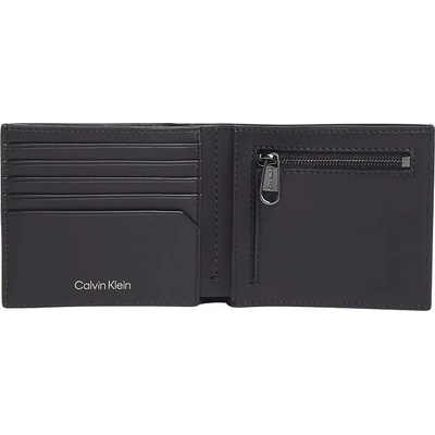 Calvin Klein Pánska kožená peňaženka Modern Bar Bifold 5CC W/Coin / Čierna