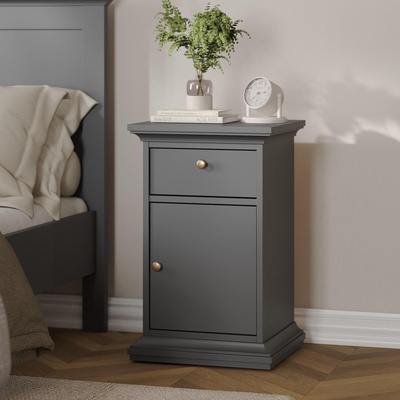 Нощен шкаф Paris с 1 врата и 1 чекмедже Антрацит