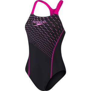 Speedo Дамски бански костюм Speedo Medley Logo Womens Swimsuit - Black/Diva