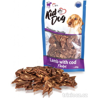 KidDog jehněčí lupínky s mořskou treskou 80 g