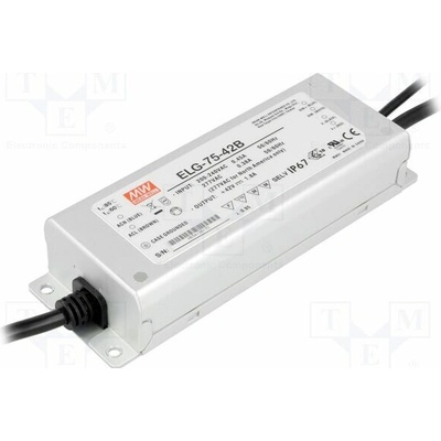 MEAN WELL ELG-75-42B Napájecí zdroj: spínaný; LED; 75W; 42VDC; 1,8A; 180÷295VAC; IP67