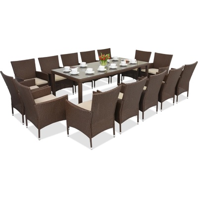 Garden Point Техноратанови градински мебели Milan/Grenada 14 с голяма маса Garden Point кафява (GAP501-14)