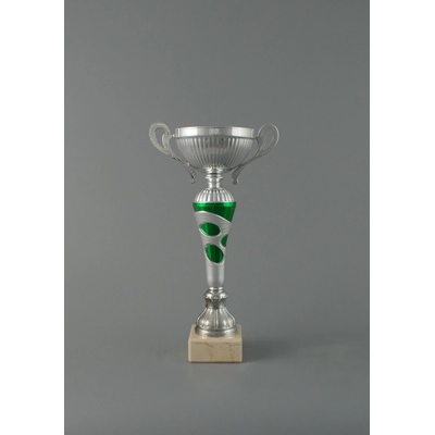Sportovní stříbrno zelený pohár s uchy 26,5 33,5 cm 31,5 cm