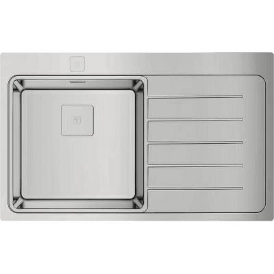 Иноксова мивка за вграждане, гладка, десен отцедник, авт. клапан, за шкаф със светъл отвор 50 см Zenit RS15 1C 1E ДЯСНА (М.1015.А.Д)