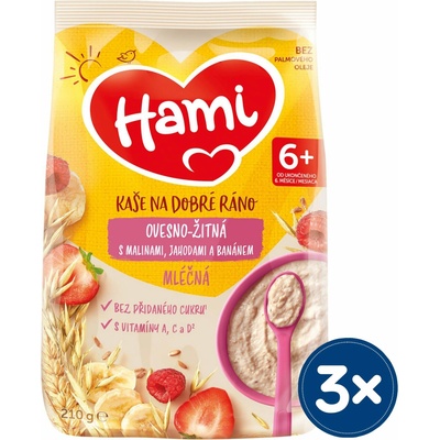 Hami Mliečna ovseno ražná s banánom jahodami a malinami 210 g