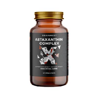 BrainMax Astaxanthin Complex, 60 rastlinných kapsúl BIO astaxantín, luteín, zeaxantín, lykopén, najsilnejšie antioxidanty, doplnok stravy