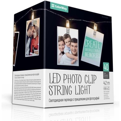 COLORWAY LED fotokolíčky 40 LED délka 4,2 m teplá bílá napájení 3x AA